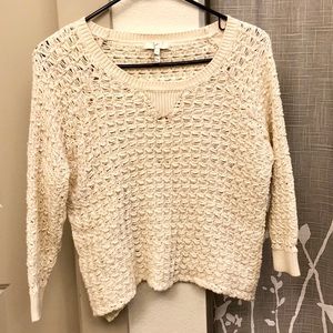 Joie Cropped 3/4 Sleeve Knit/Crochete Top Size S